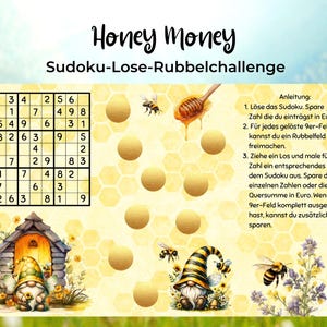 Honey Money || Klappchallenge mit Sudoku, 9 Rubbelfeldern und 9 Losen || passend für A6 Zippertaschen