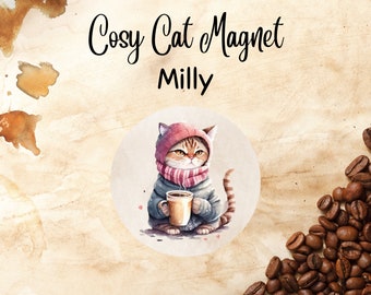 Magnet Cosy Cat Milly || Durchmesser 3,5cm || Kühlschrankmagnet, Buttonmagnet