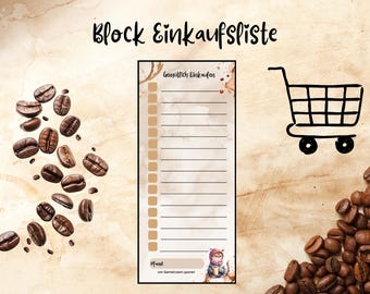 Cozy Einkaufsliste || 50 Mal einkaufen mit der süßen Cozy Cat || Einkaufsliste • Notizblock • 50 Blatt • Kellnerblock