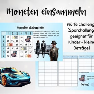 Moneten einsammeln || niedrige Sparbeträge || Sparchallenge zum Würfeln || Print mit 300g Papier