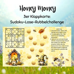 Honey Money || Klappchallenge mit Sudoku, 9 Rubbelfeldern und 9 Losen || passend für A6 Zippertaschen