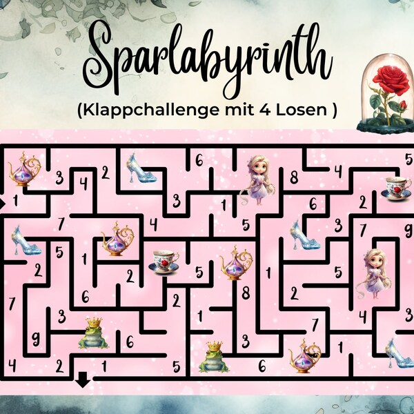 Sparlabyrinth Märchen || Klappchallenge || Print mit 300g Papier - passend für A6 Zippertaschen