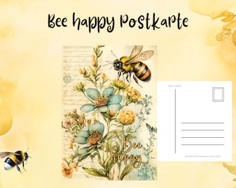 Postkarte || Bee happy