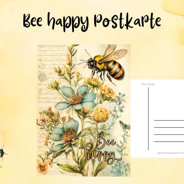 Postkarte || Bee happy