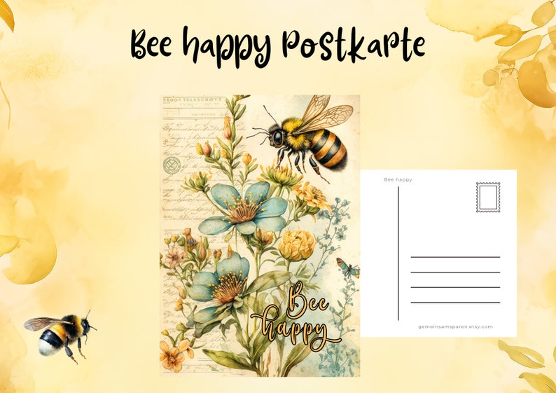 Postkarte Bee happy Bild 1