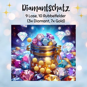 Diamantschatz || Klappchallenge zum Rubbeln und mit 9 Tombola Losen