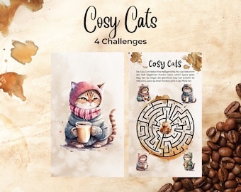 Cosy Cats - als Set oder Einzelchallenges || 4 verschiedene Sparchallenges || Print mit 160g Papier - passend für A6 Zippertaschen