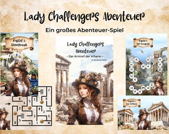 Lady Challenger und der Armreif der Athene || Abenteuer-Sparspiel mit 7 verschlossenen Umschlägen || mit vielen Rubbelfeldern, Losen uvm.
