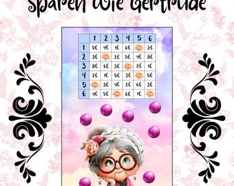 Sparen wie Gertrude || laminierte und gelochte Mix-Challenge || zum Würfeln und Rubbeln