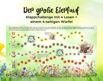 Der große Eierlauf || Klappchallenge mit Losen || Print mit 250g Papier - passend für A6 Zippertaschen