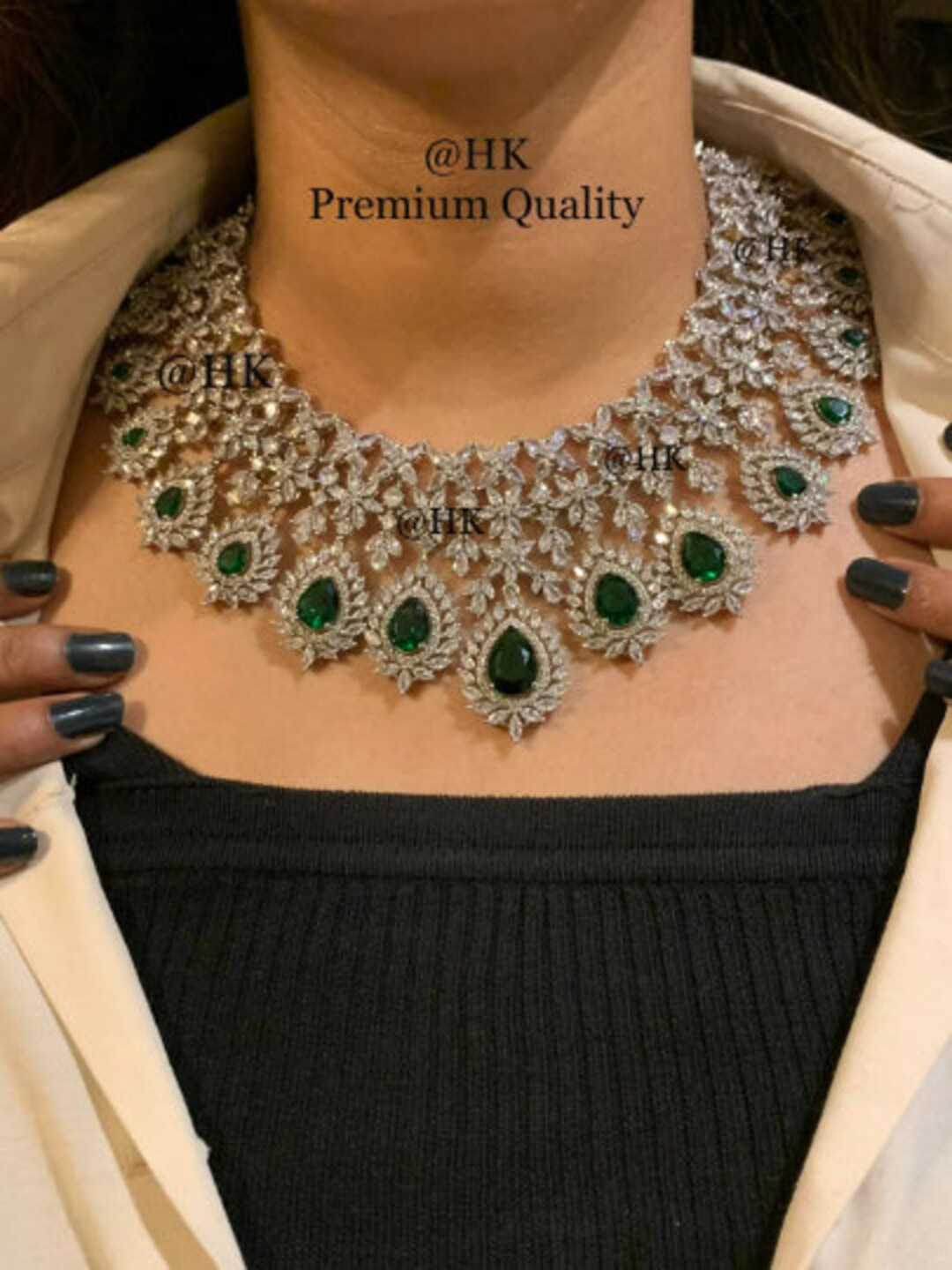 Silver Tone Emerald Green Princess Teardrop Pendant Necklace - Etsy