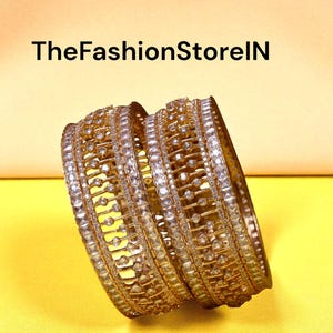 Gold-Plated CZ Indian Bridal Bangle Set: Traditional Kada Jewelry