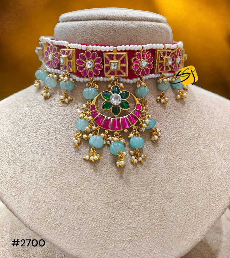 Very Fine jadau Pachi kundan heavy Bridal Necklace set with Earrings/ Sabyasachi inspired choker/Real pachi kundan Necklace/Handmade Jewelry