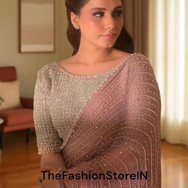 Beige Fancy Saree with Sequins & Thread Embroidery