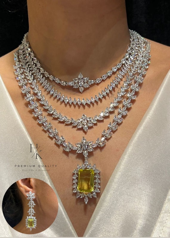 Premium Wedding Silver White Tone Very Heavy Premium Quality Cz