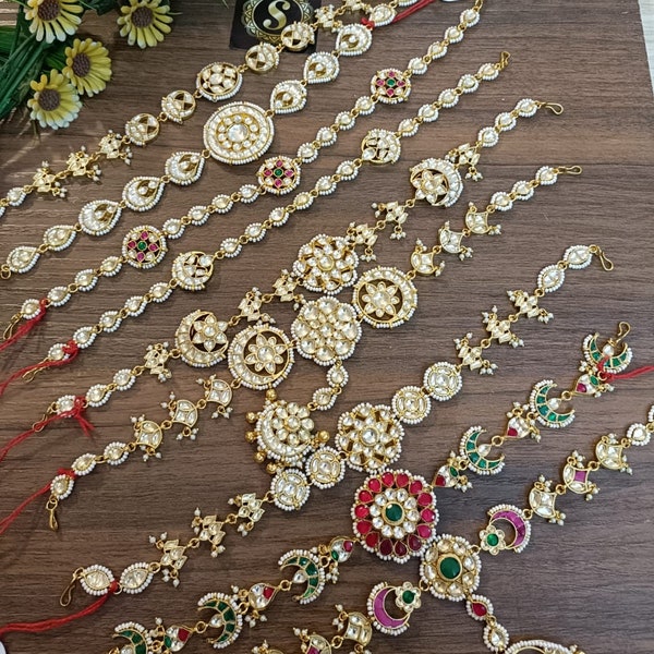 Restock Again Indian bridal matha patti, matha patti jewelry, Sabyasachi inspired/Pachi Kundan mathapatti, Gold Plated Sheeshphool