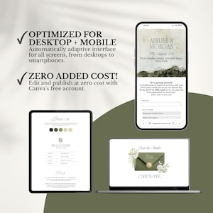Sage Green & Beige Wedding Website Template Canva | Editable Invitation with RSVP (Digital Download) image 8
