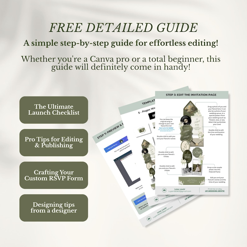 Sage Green & Beige Wedding Website Template Canva | Editable Invitation with RSVP (Digital Download) image 12