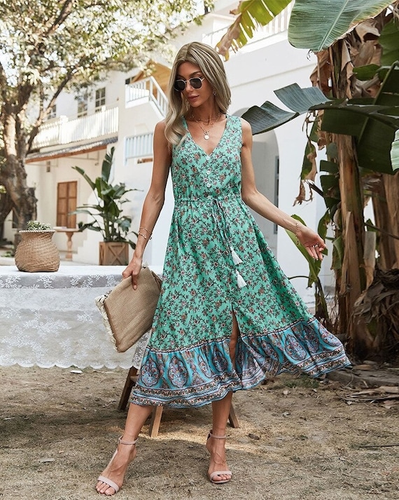 bohemian floral print dress