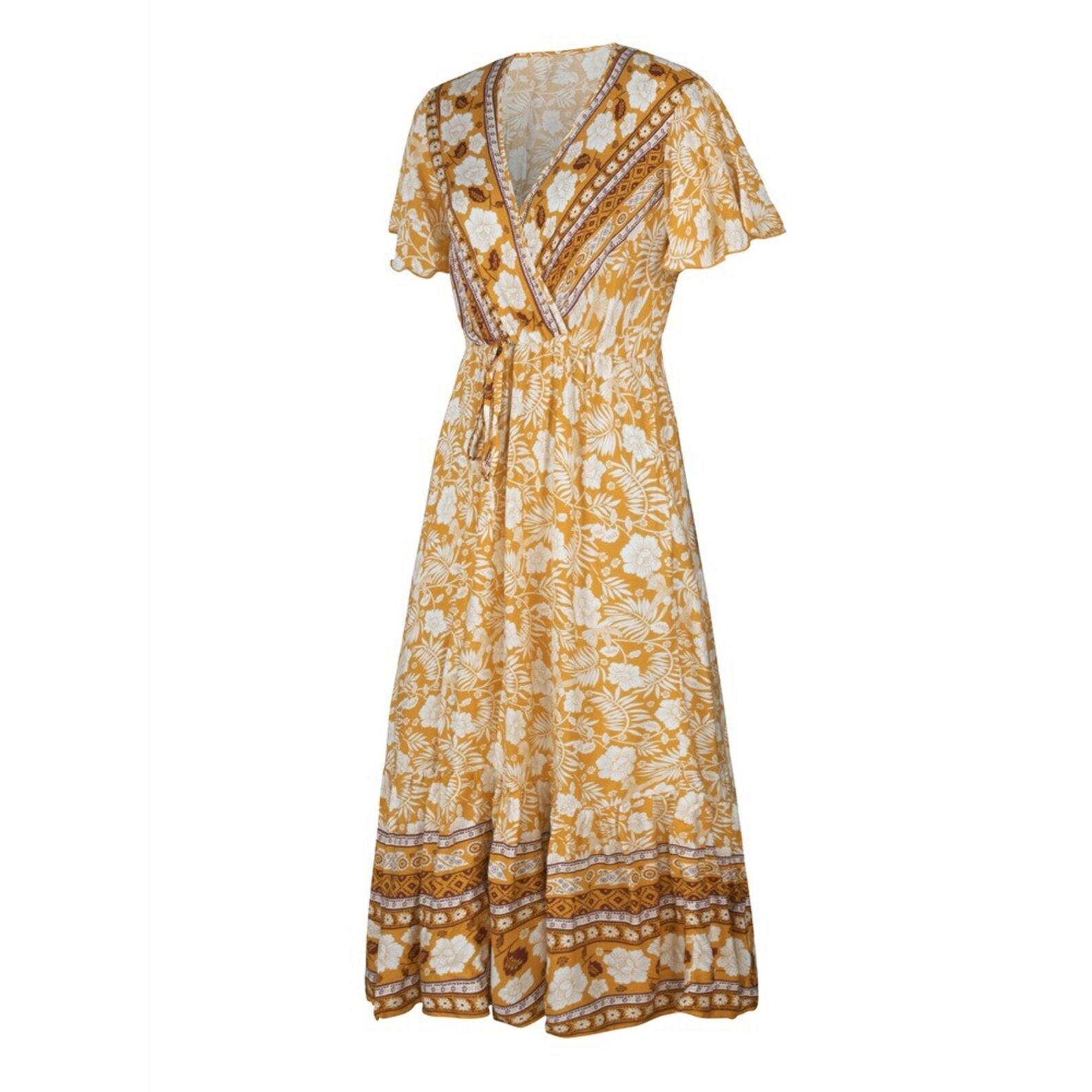 Bohemian Print Gathered Bust Midi Dress Boho Dresses for Women - Etsy
