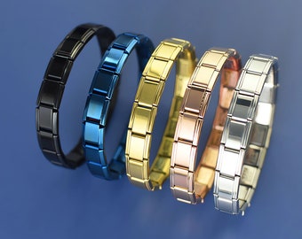 Kreativitätsmodul 9 mm breites Armband, modisches italienisches elastisches Charm-Edelstahl-Armband, Armreif für Mädchen, Hochzeit, Geburtstag, Geschenk, Schmuck