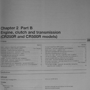 HONDA CR 250 R CR 500 R 1986 Service Manual 30 pages