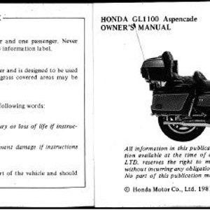 Honda GL 1100 Aspencade 1982 Service Manual 54 pages