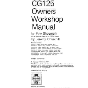 Honda CG 125 1976 1991 Service Manual 128 pages