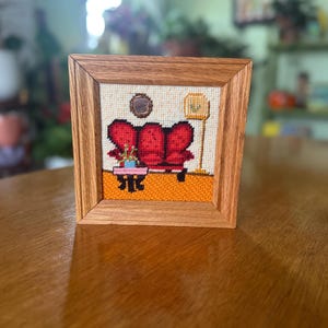 Vintage &quot;Parlor&quot; Framed Crewel
