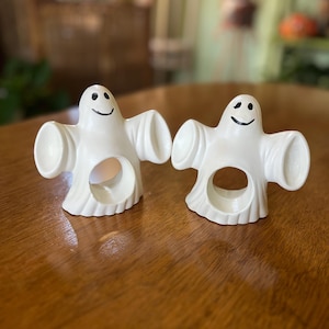 Set of 2 Ceramic Hand Painted Ghosts