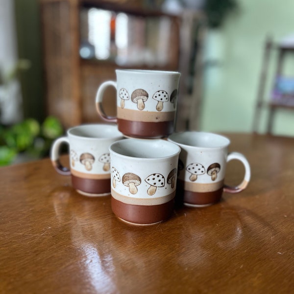 1970's Otagiri Stoneware Mushroom Mugs