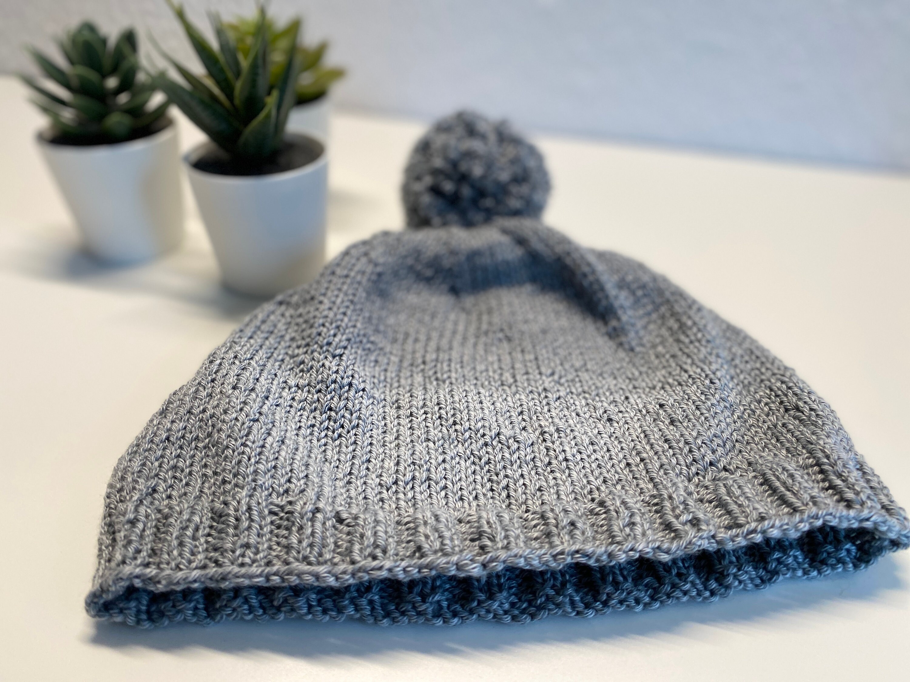 Knitted Hat Child - Cute hand knitted hat gray/blue