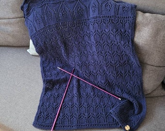 Baby blanket a real Memory Maker under which your baby can dream away. Blanket in openwork pattern of soft warm Cotton-Merino