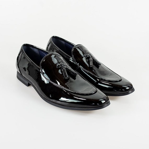 Mens Black Loafer Patent Leather Tasseled Classic Slip-On Wedding Suit Men  Shoes