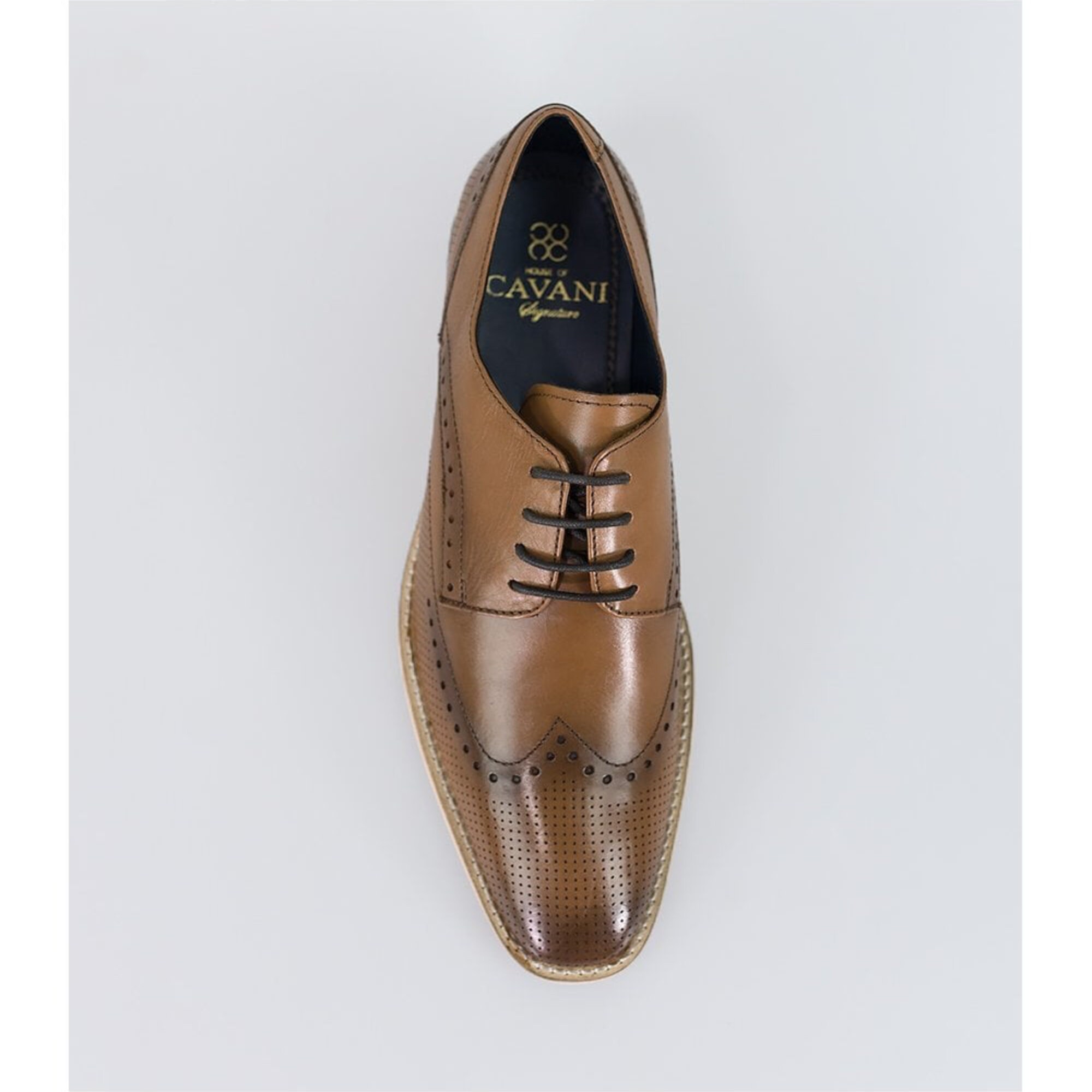 Mens Classic Tan Leather Brogue Shoes Lace Up Smart Formal Casual Footwear
