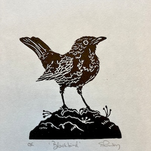 Blackbird Linonprint. Unframed