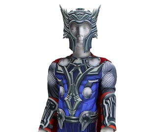 Thor Kids Costume, Muscle Suit, Cape, Mask, Belt
