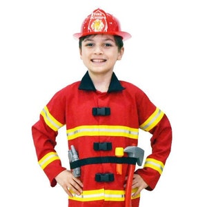 Firefighter Boy Costume for kids, Fireman Outfit, Firefighter Kids Costume, Red Fireman Kids Costume.