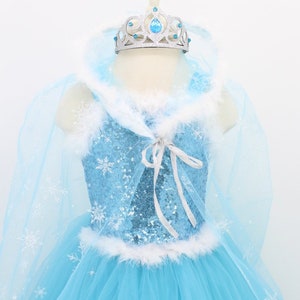 Enchanting Elsa Costume - Custom Design for Frozen Fans - Elsa Child Costume, Elsa Costume Cloaked Tarlatan Design Crowned.