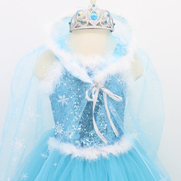 Enchanting Elsa Costume - Custom Design for Frozen Fans - Elsa Child Costume, Elsa Costume Cloaked Tarlatan Design Crowned.