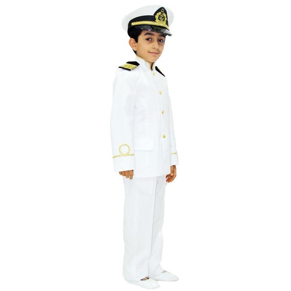 Captain Costume Child Kids White Captain Costume Child Kids White