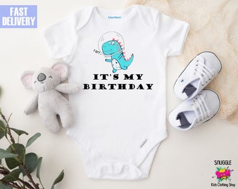 It's My Birthday Dinosaur Onesie® - Cute Custom Onesie® - Birthday Onesie® - Dinosaur Onesie®