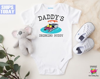 Daddy's Drinking Buddy Pontoon Onesie® - Cute Custom Onesie® - Pontoon Boat Shirt - Funny Onesie® -