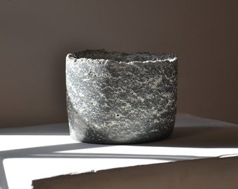 Handmade Concrete Planter Vase: Brindle Boho Home Decor (6-Inch)