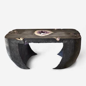 Coffee Table Furniture Concrete handmade Sculpture wabi-sabi amethyst industrial decor art neutral Boho home decor minimal