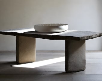 Handmade Limestone White Concrete Dish: Rustic Bonsai Planter, Wabi-Sabi Vessel