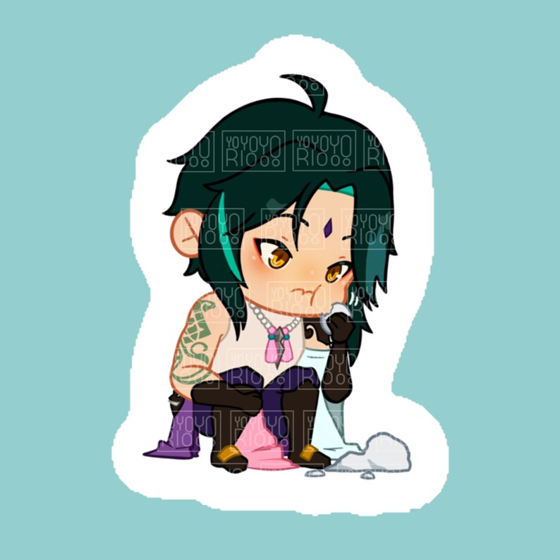 Xiao Sticker Kawaii Chibi Genshin Impact Waterproof Etsy