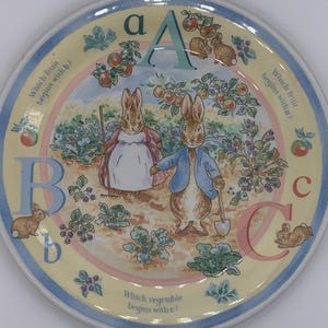 Vintage ABC-bord Peter Rabbit, Beatrix Potter Collectible, Wedgwood c1997