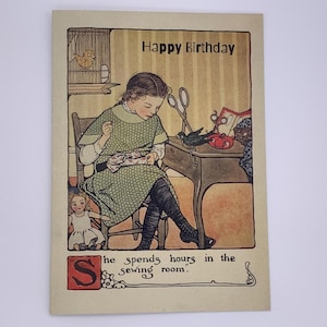 Vintage Style Sewing Birthday Card. Birthday Card for Sewer. The Sewing Room. Arts and Crafts Sewing Themes Birthday Card. Made in the UK.
