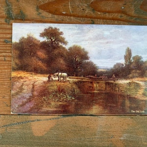 Het oude slot. Raphael Tuck Oilette Happy England antieke ansichtkaart 9443. Clydesdale paard briefkaart. J MCINTYRE. c1908 Plooien briefkaart. PC157
